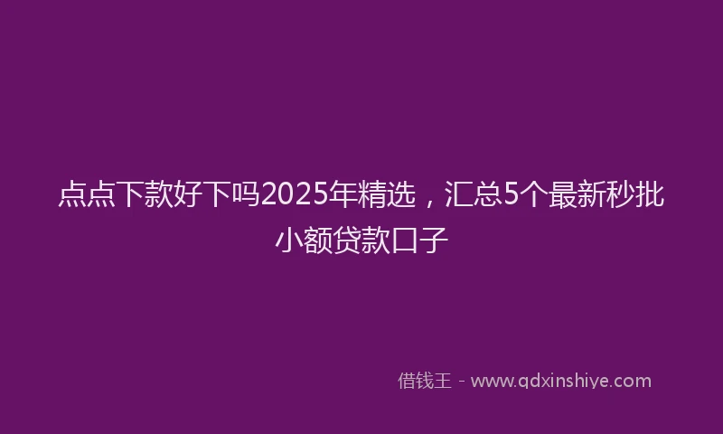 点点下款好下吗2025年精选，汇总5个最新秒批小额贷款口子