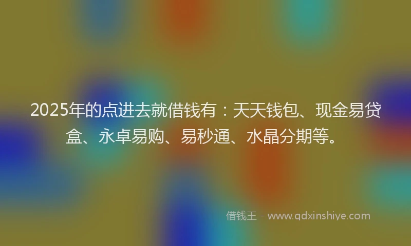 2025年的点进去就借钱有：天天钱包、现金易贷盒、永卓易购、易秒通、水晶分期等。