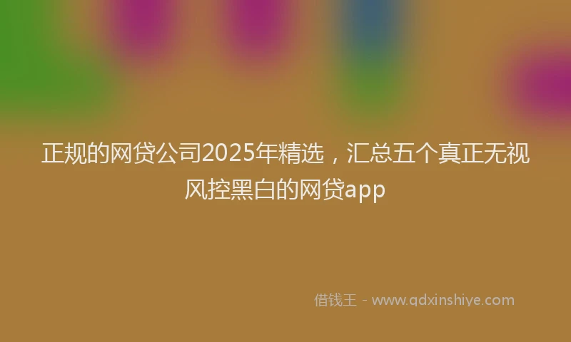 正规的网贷公司2025年精选，汇总五个真正无视风控黑白的网贷app