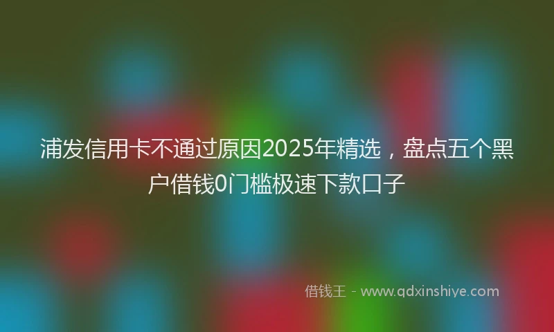 浦发信用卡不通过原因2025年精选，盘点五个黑户借钱0门槛极速下款口子