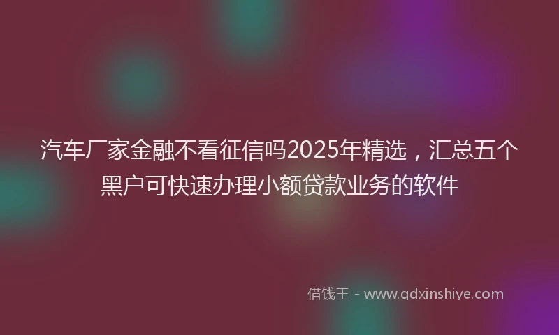 汽车厂家金融不看征信吗2025年精选，汇总五个黑户可快速办理小额贷款业务的软件