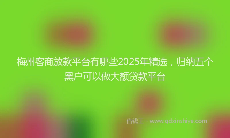 梅州客商放款平台有哪些2025年精选，归纳五个黑户可以做大额贷款平台