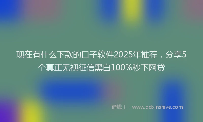 现在有什么下款的口子软件2025年推荐，分享5个真正无视征信黑白100%秒下网贷