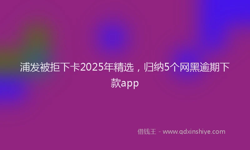 浦发被拒下卡2025年精选，归纳5个网黑逾期下款app