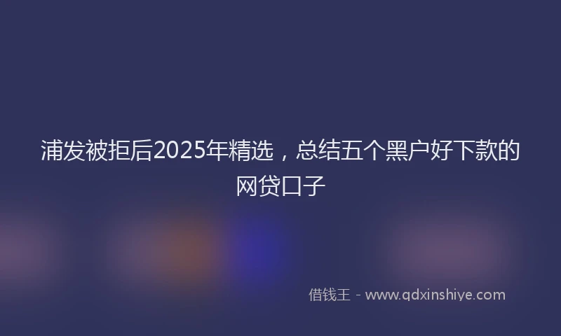 浦发被拒后2025年精选，总结五个黑户好下款的网贷口子
