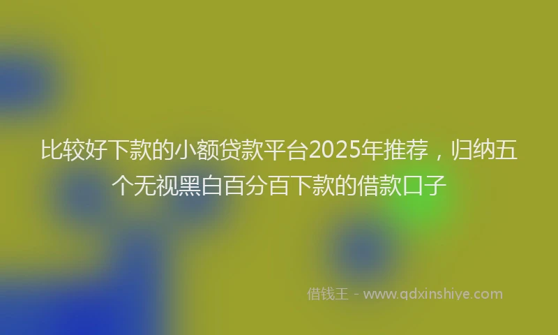 比较好下款的小额贷款平台2025年推荐，归纳五个无视黑白百分百下款的借款口子