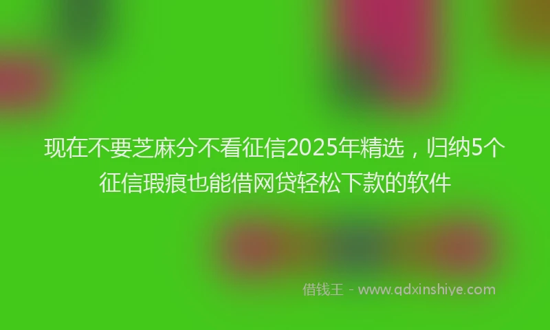 现在不要芝麻分不看征信2025年精选，归纳5个征信瑕疵也能借网贷轻松下款的软件