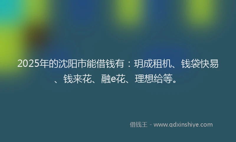 2025年的沈阳市能借钱有：玥成租机、钱袋快易、钱来花、融e花、理想给等。