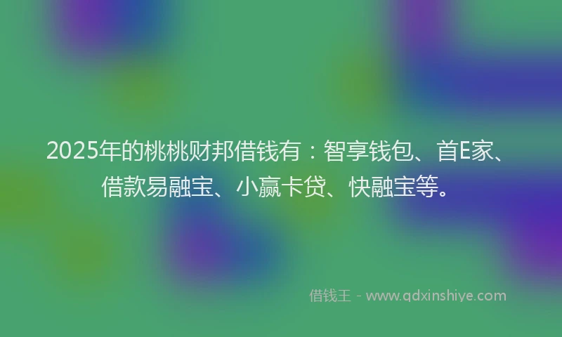 2025年的桃桃财邦借钱有：智享钱包、首E家、借款易融宝、小赢卡贷、快融宝等。