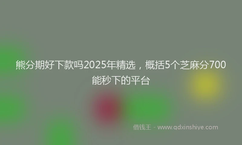 熊分期好下款吗2025年精选，概括5个芝麻分700能秒下的平台