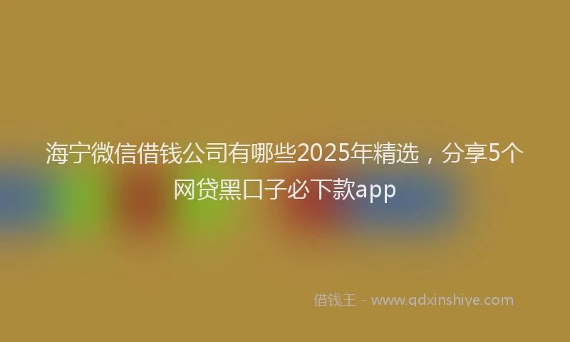 海宁微信借钱公司有哪些2025年精选，分享5个网贷黑口子必下款app