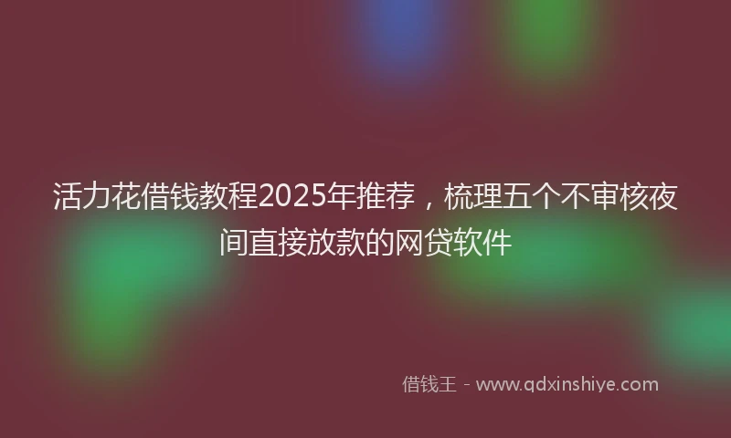 活力花借钱教程2025年推荐，梳理五个不审核夜间直接放款的网贷软件