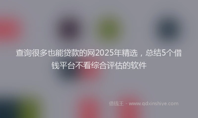 查询很多也能贷款的网2025年精选，总结5个借钱平台不看综合评估的软件