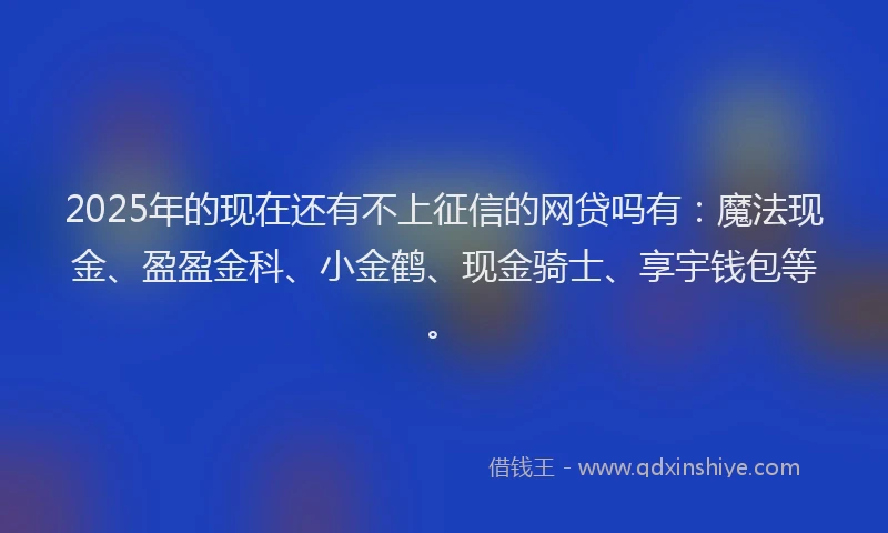 2025年的现在还有不上征信的网贷吗有：魔法现金、盈盈金科、小金鹤、现金骑士、享宇钱包等。