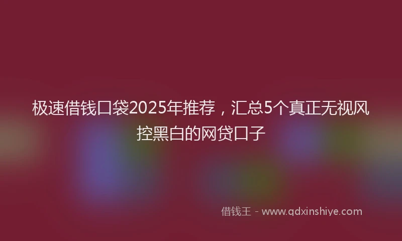 极速借钱口袋2025年推荐，汇总5个真正无视风控黑白的网贷口子