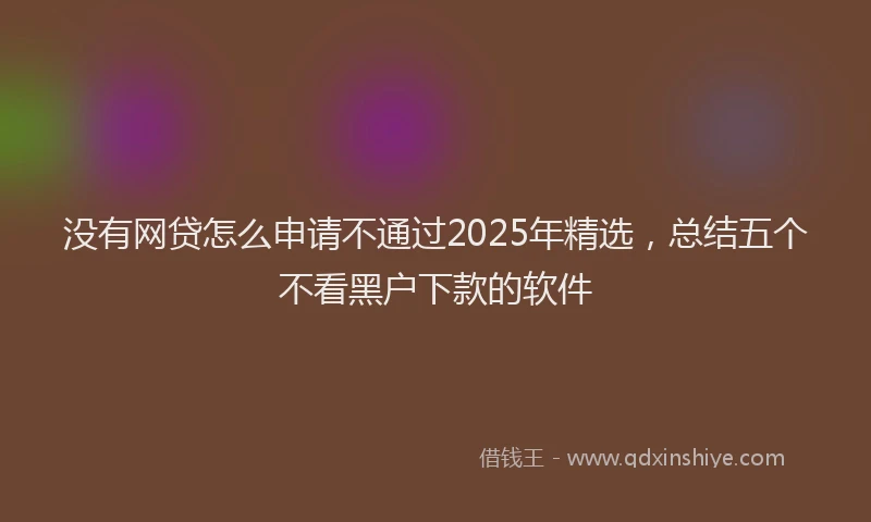 没有网贷怎么申请不通过2025年精选，总结五个不看黑户下款的软件
