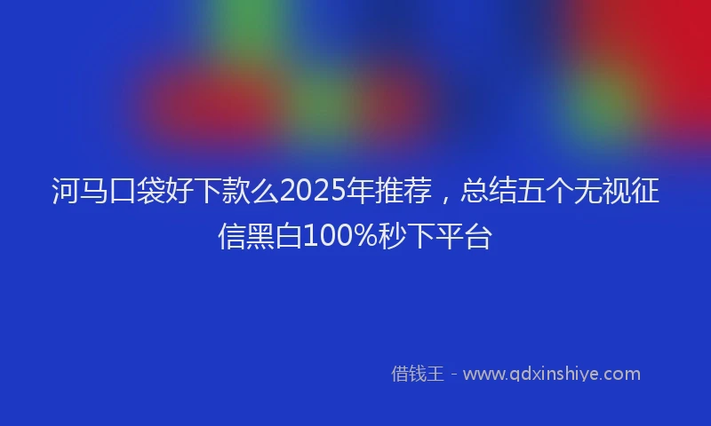 河马口袋好下款么2025年推荐，总结五个无视征信黑白100%秒下平台