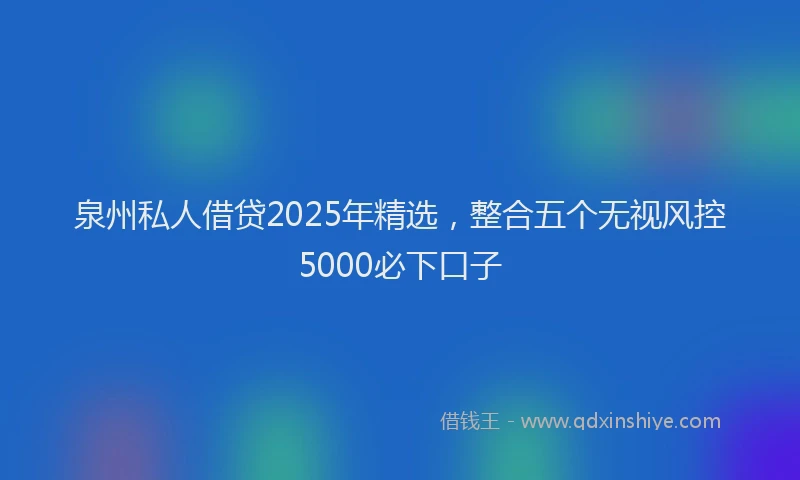 泉州私人借贷2025年精选，整合五个无视风控5000必下口子