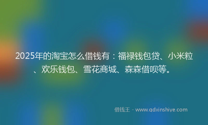 2025年的淘宝怎么借钱有：福禄钱包贷、小米粒、欢乐钱包、雪花商城、森森借呗等。