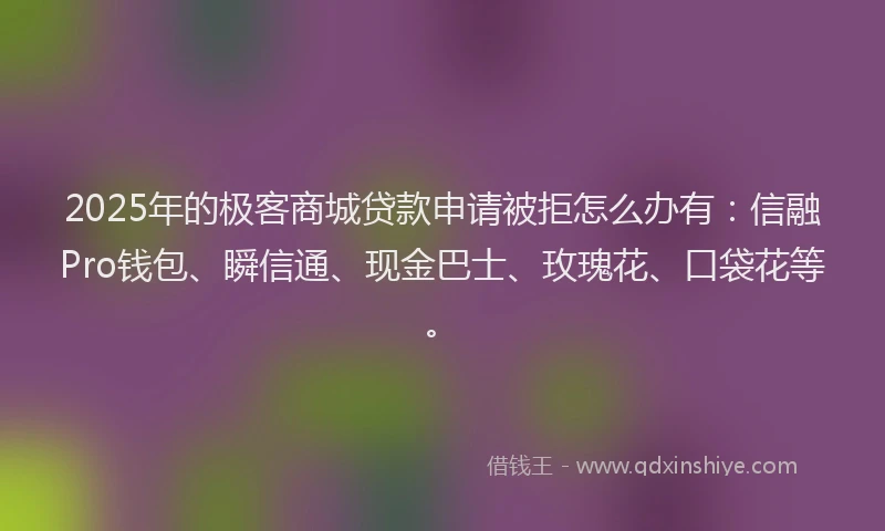 2025年的极客商城贷款申请被拒怎么办有：信融Pro钱包、瞬信通、现金巴士、玫瑰花、口袋花等。