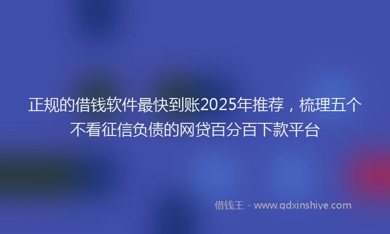 正规的借钱软件最快到账2025年推荐，梳理五个不看征信负债的网贷百分百下款平台