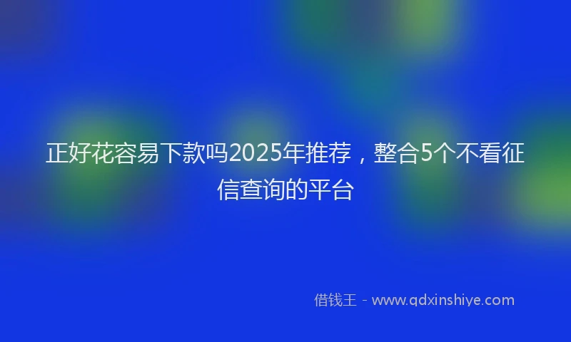 正好花容易下款吗2025年推荐，整合5个不看征信查询的平台