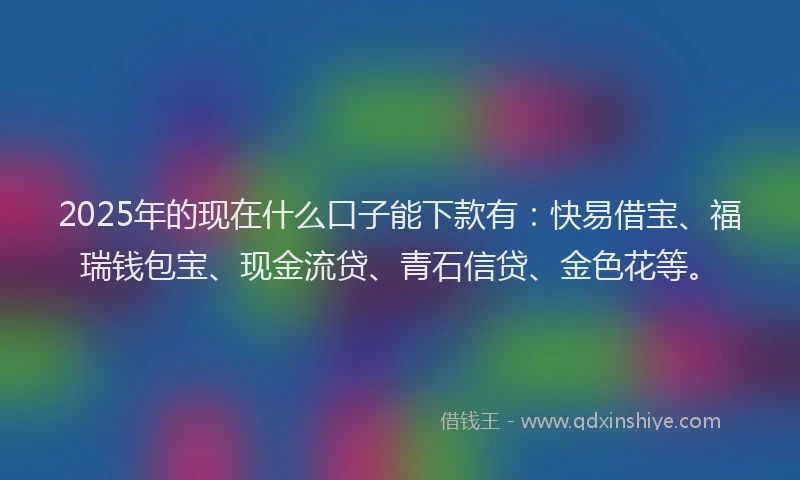 2025年的现在什么口子能下款有：快易借宝、福瑞钱包宝、现金流贷、青石信贷、金色花等。