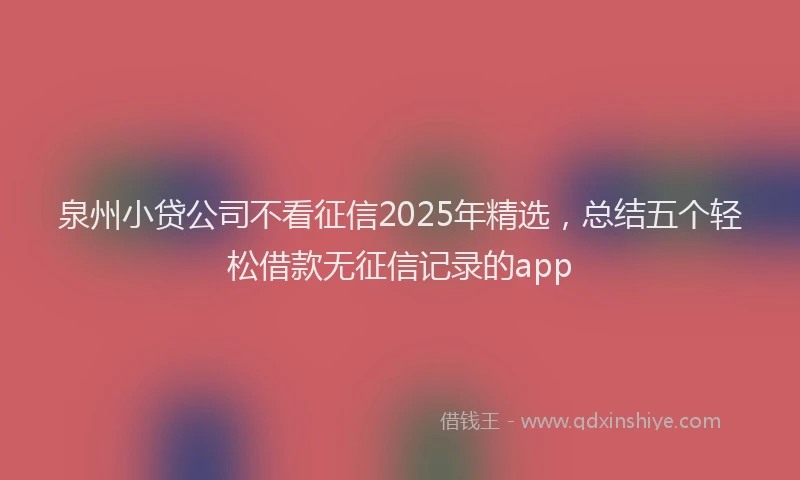 泉州小贷公司不看征信2025年精选，总结五个轻松借款无征信记录的app