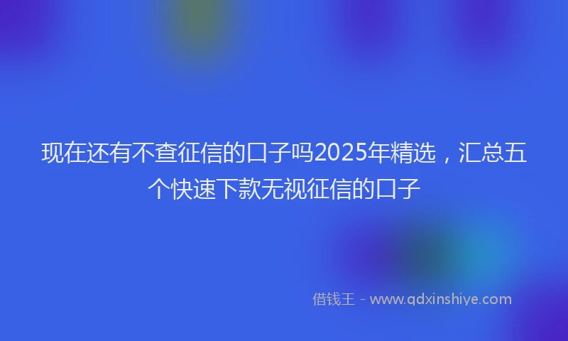 现在还有不查征信的口子吗2025年精选，汇总五个快速下款无视征信的口子