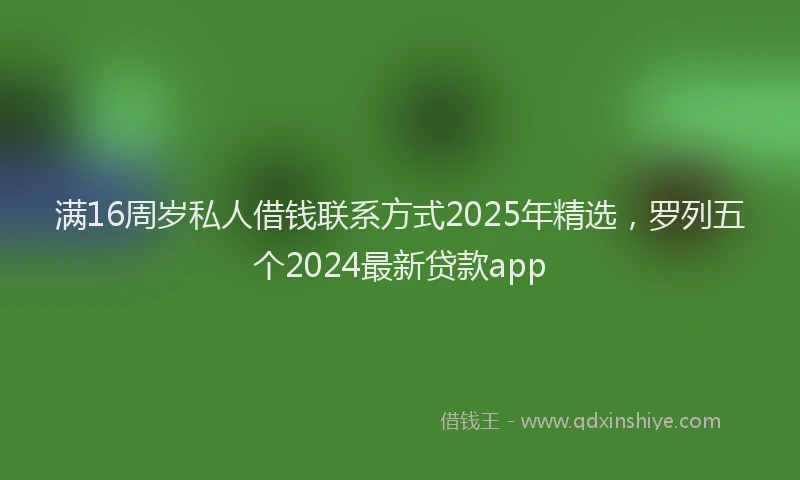 满16周岁私人借钱联系方式2025年精选，罗列五个2024最新贷款app