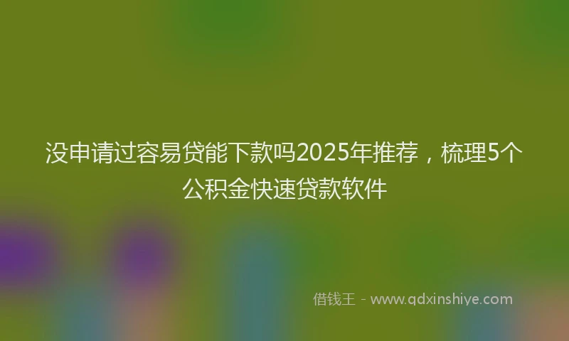 没申请过容易贷能下款吗2025年推荐，梳理5个公积金快速贷款软件