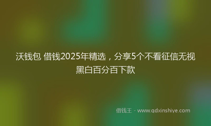 沃钱包 借钱2025年精选，分享5个不看征信无视黑白百分百下款