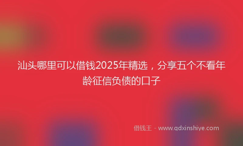 汕头哪里可以借钱2025年精选，分享五个不看年龄征信负债的口子