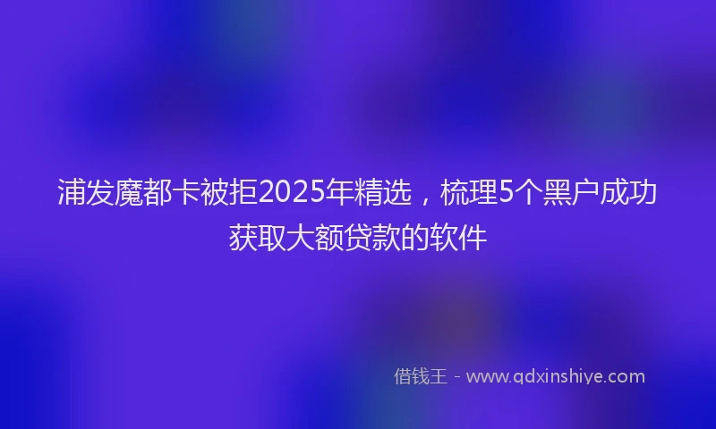 浦发魔都卡被拒2025年精选，梳理5个黑户成功获取大额贷款的软件