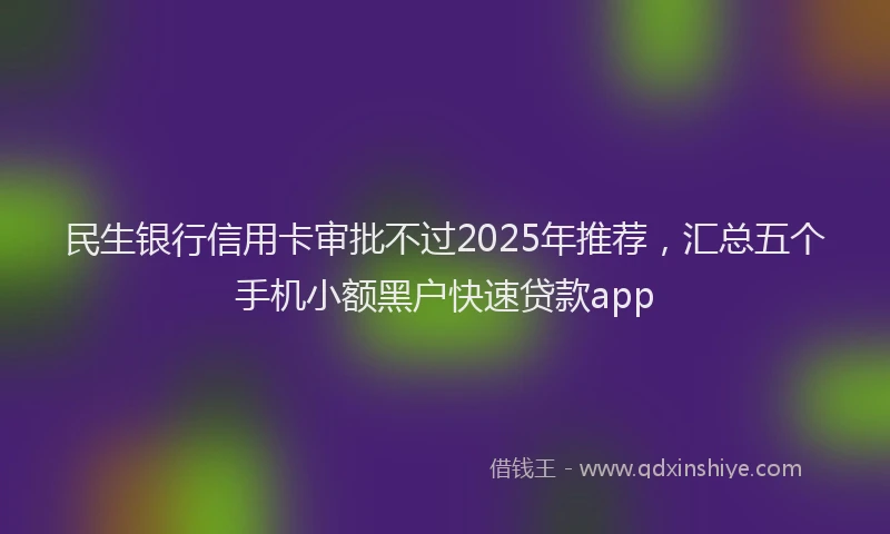 民生银行信用卡审批不过2025年推荐，汇总五个手机小额黑户快速贷款app
