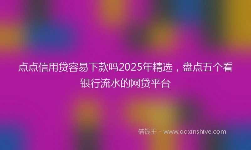 点点信用贷容易下款吗2025年精选，盘点五个看银行流水的网贷平台