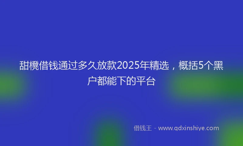 甜櫈借钱通过多久放款2025年精选，概括5个黑户都能下的平台