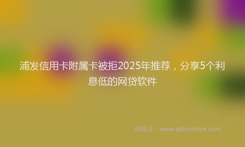 浦发信用卡附属卡被拒2025年推荐，分享5个利息低的网贷软件