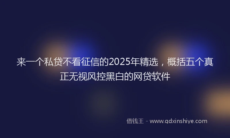 来一个私贷不看征信的2025年精选，概括五个真正无视风控黑白的网贷软件