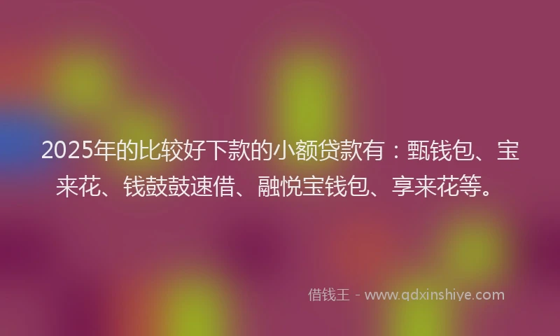 2025年的比较好下款的小额贷款有：甄钱包、宝来花、钱鼓鼓速借、融悦宝钱包、享来花等。