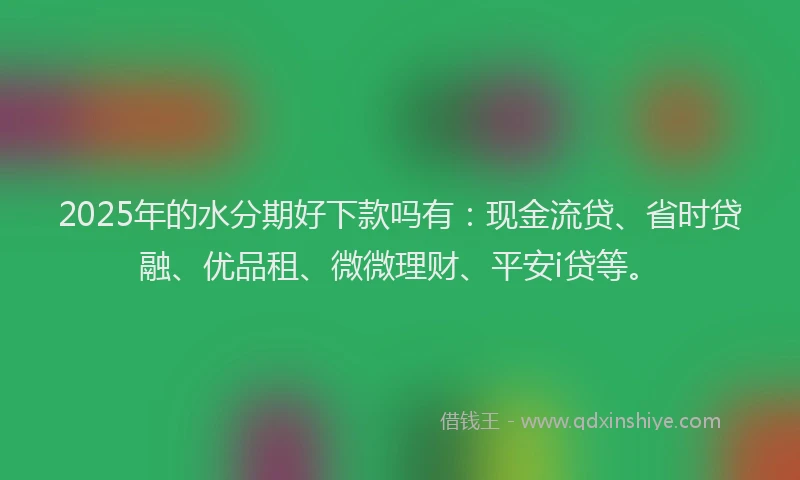 2025年的水分期好下款吗有：现金流贷、省时贷融、优品租、微微理财、平安i贷等。