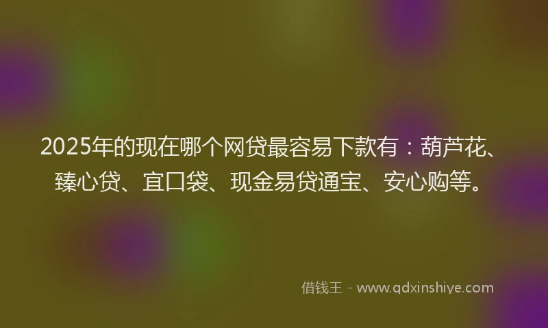 2025年的现在哪个网贷最容易下款有：葫芦花、臻心贷、宜口袋、现金易贷通宝、安心购等。