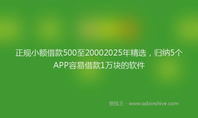 正规小额借款500至20002025年精选，归纳5个APP容易借款1万块的软件