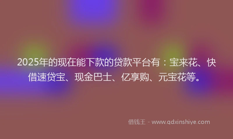 2025年的现在能下款的贷款平台有：宝来花、快借速贷宝、现金巴士、亿享购、元宝花等。