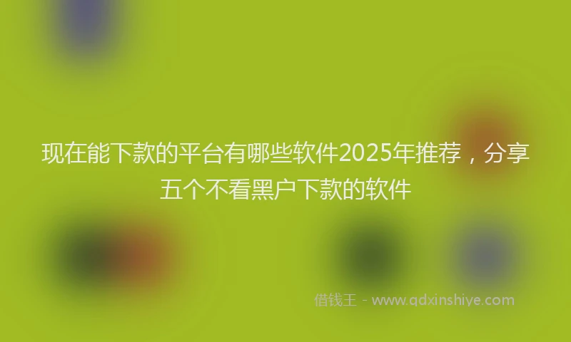 现在能下款的平台有哪些软件2025年推荐，分享五个不看黑户下款的软件