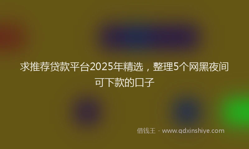 求推荐贷款平台2025年精选，整理5个网黑夜间可下款的口子