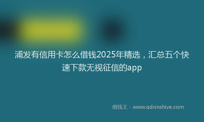浦发有信用卡怎么借钱2025年精选，汇总五个快速下款无视征信的app
