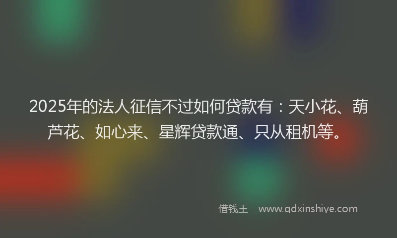 2025年的法人征信不过如何贷款有：天小花、葫芦花、如心来、星辉贷款通、只从租机等。