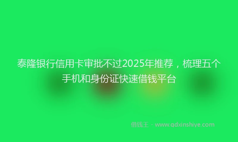 泰隆银行信用卡审批不过2025年推荐，梳理五个手机和身份证快速借钱平台