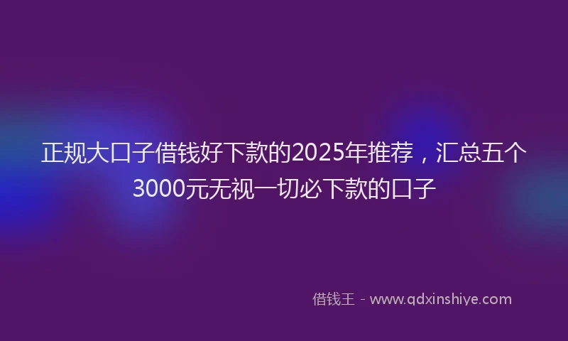 正规大口子借钱好下款的2025年推荐，汇总五个3000元无视一切必下款的口子